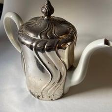 Antique Vintage Krautheim Victorian White Teapot With Silver Plated Sheath 9”