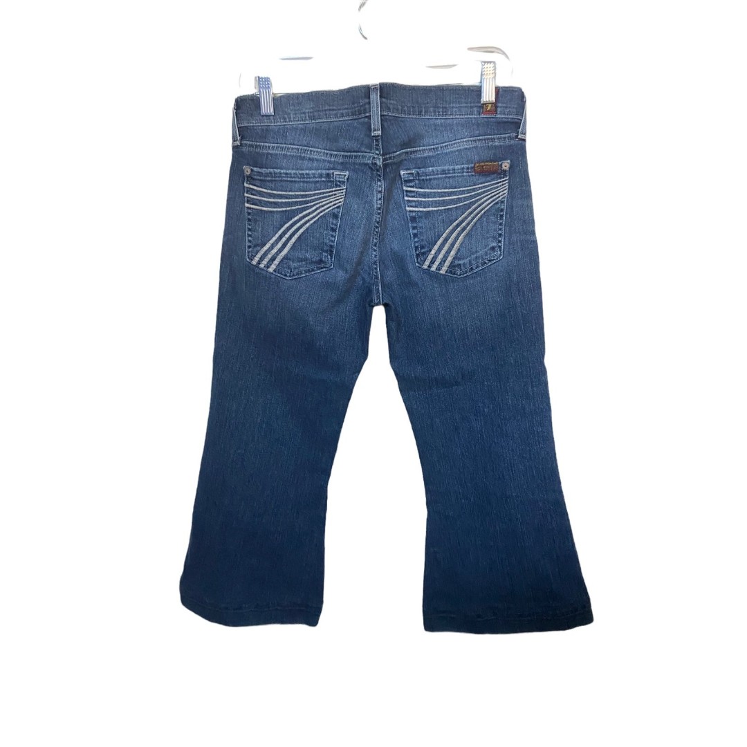 7 For All Mankind Dojo cropped flare size 28 medium wash jeans. Approximate meas