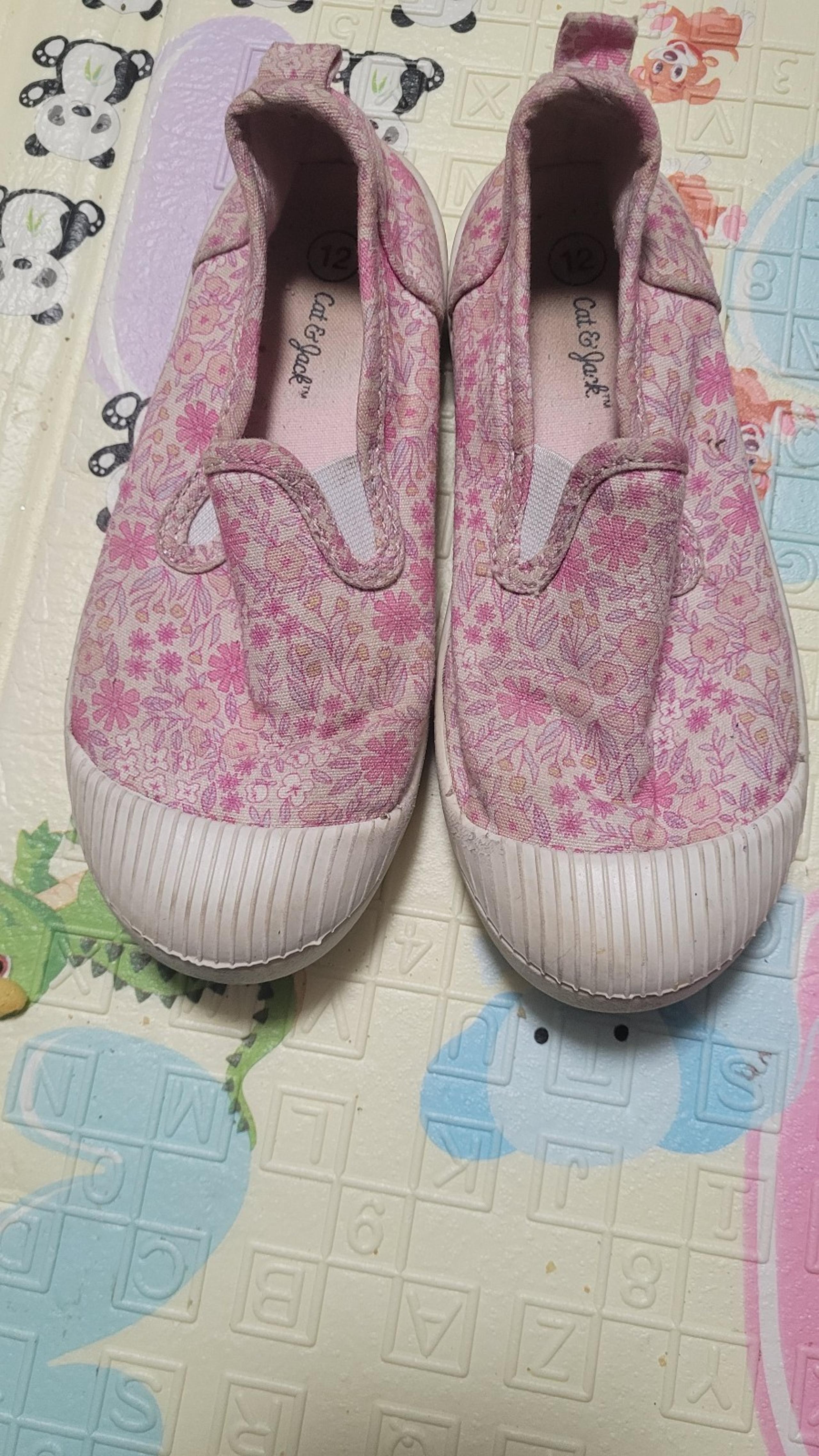 Pink floral slip on sneakers size 12