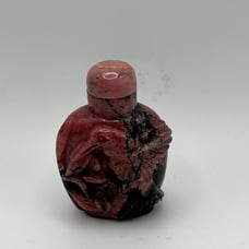 Vintage Rhodonite Snuff Bottle with Bird Carving