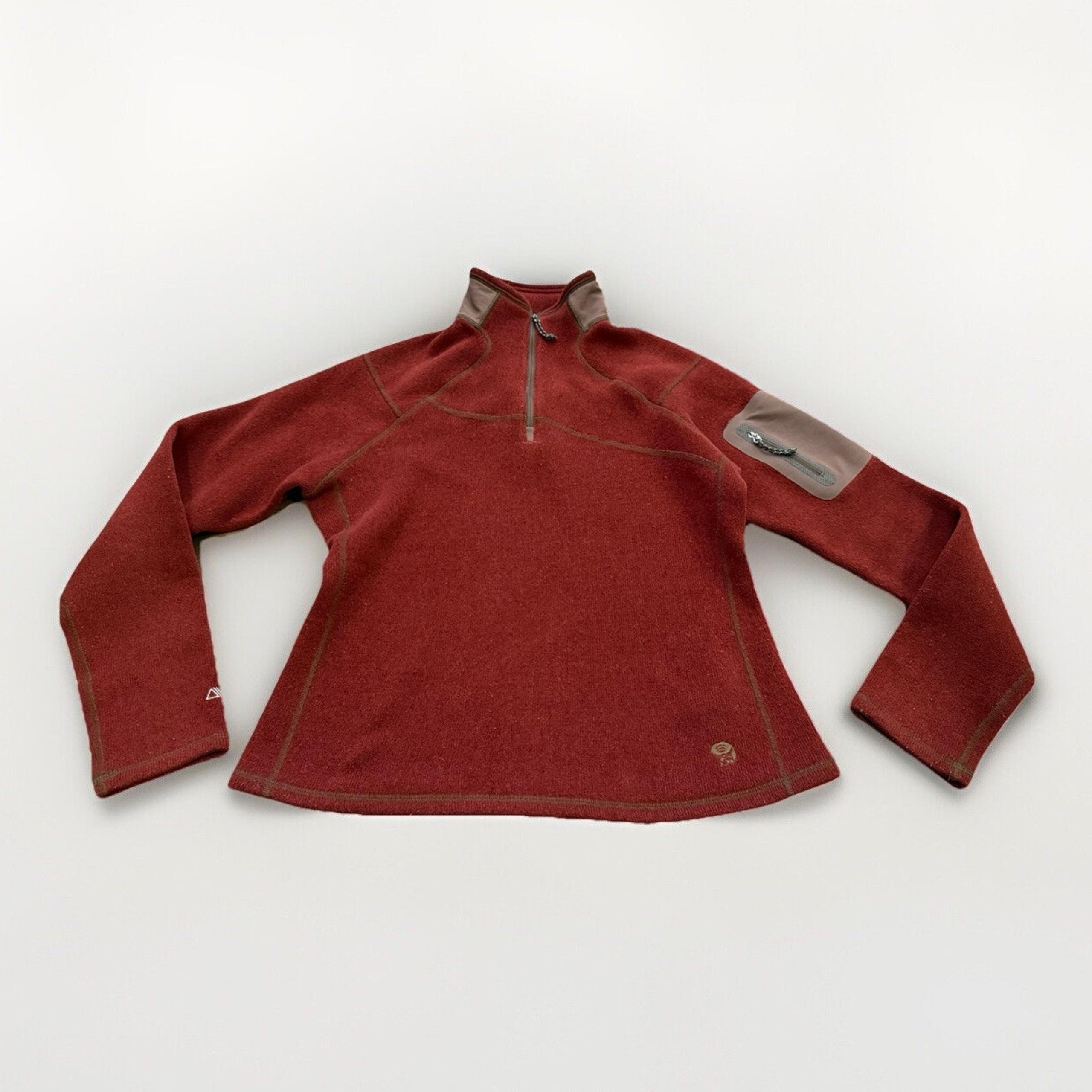 Mountain Hardwear Womens Red Fleece Lined 1/4 Zip Pullover Sweater Size M OL2458