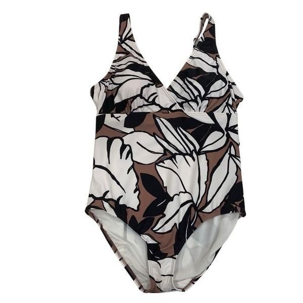Lands' End Women's Floral Print V-Neck One Piece Swimsuit - Picture 7 of 8