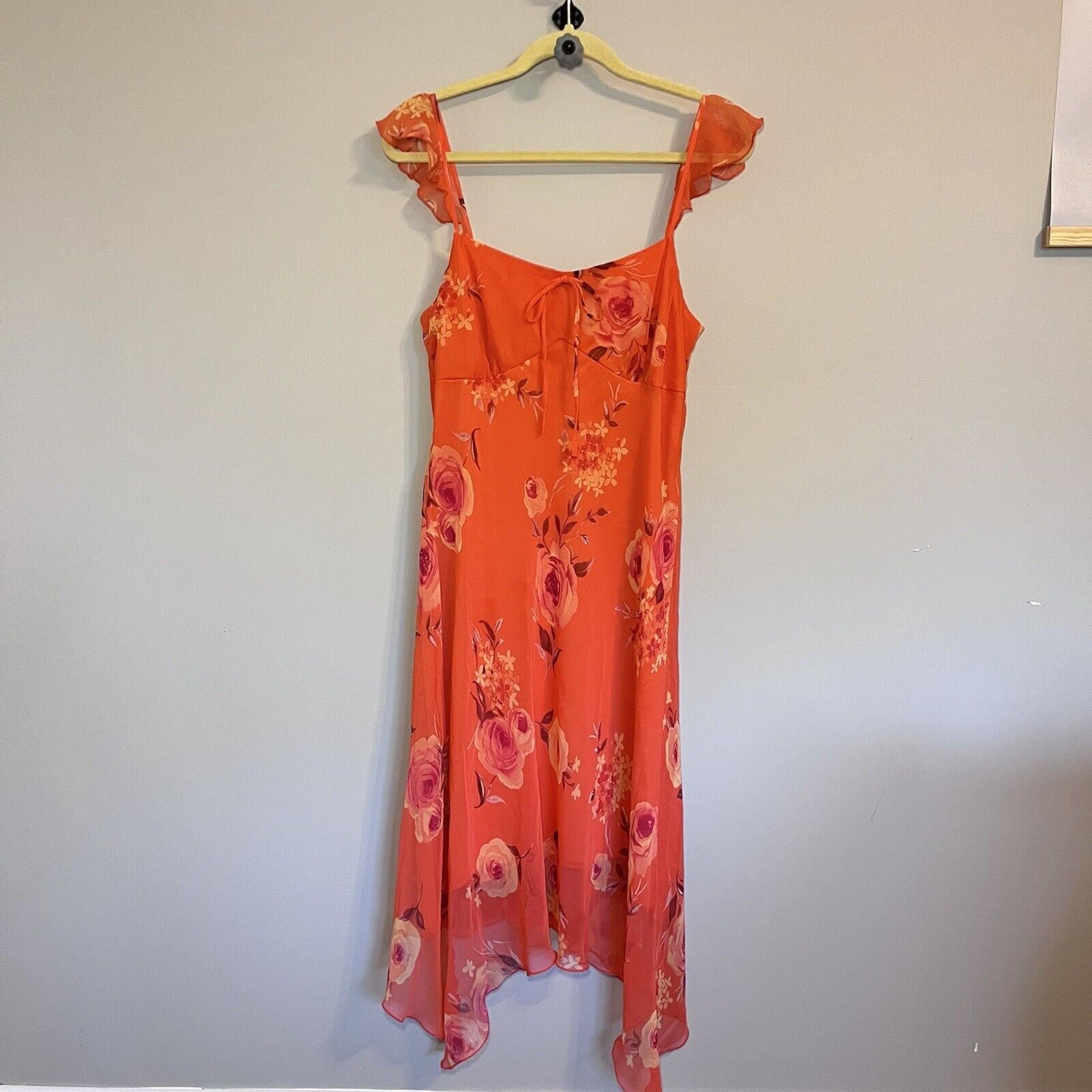 Vtg Y2K 90’s Babydoll Dress NY & Co Sz 12 Floral Fairy Coquette Feminine Overlay