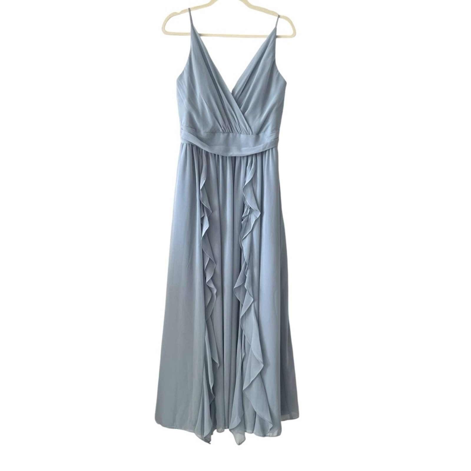 DB Studio Celebrate Light Blue Formal Dress Size 12 Ruffle Gown Bridesmaid