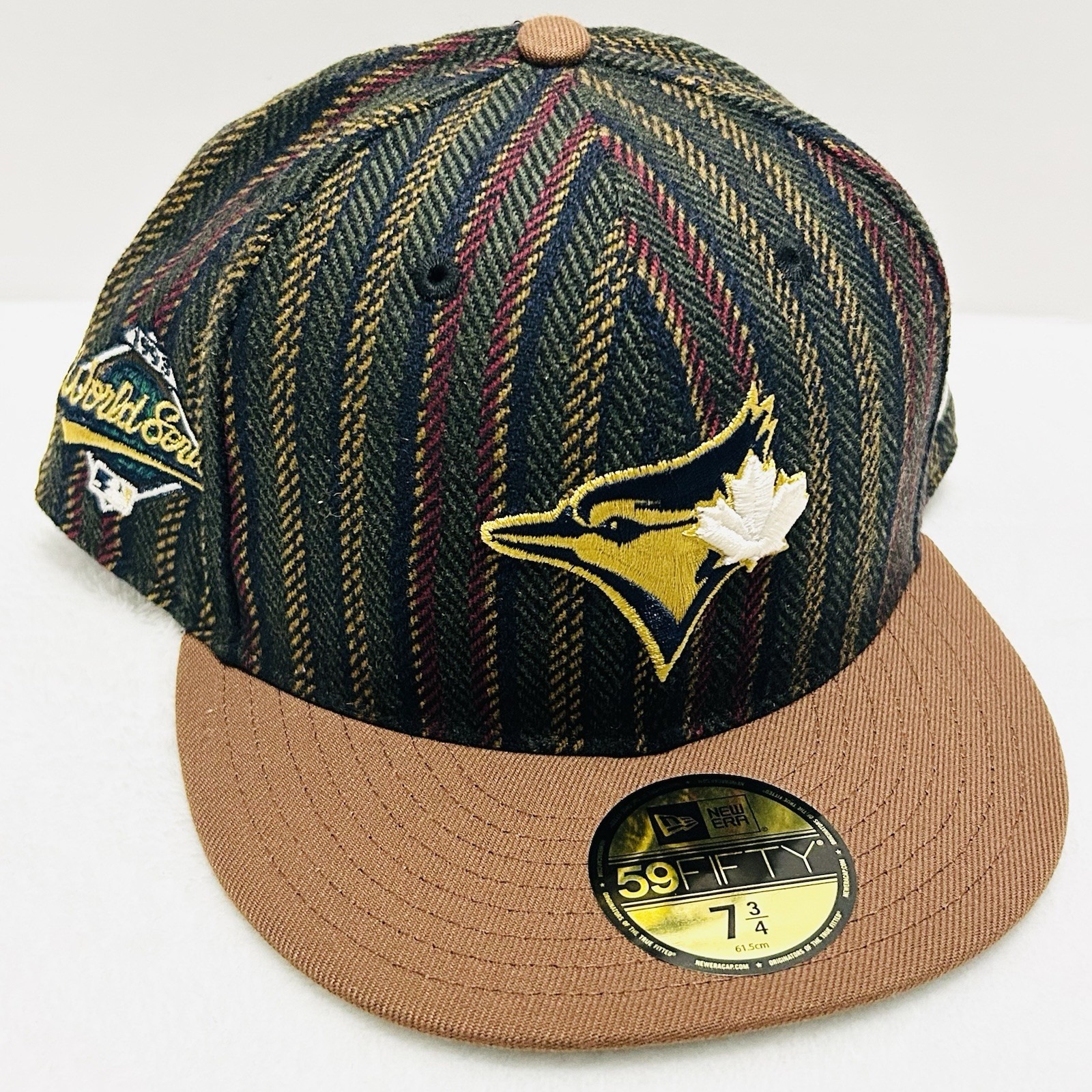 New Era Toronto Blue Jays Herringbone 59FIFTY Fitted Hat Cap 7 3/4 Brown MLB