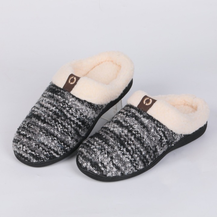Faux Fur Lining Rubber Outsole Winter Warm Indoor House Men Slipper