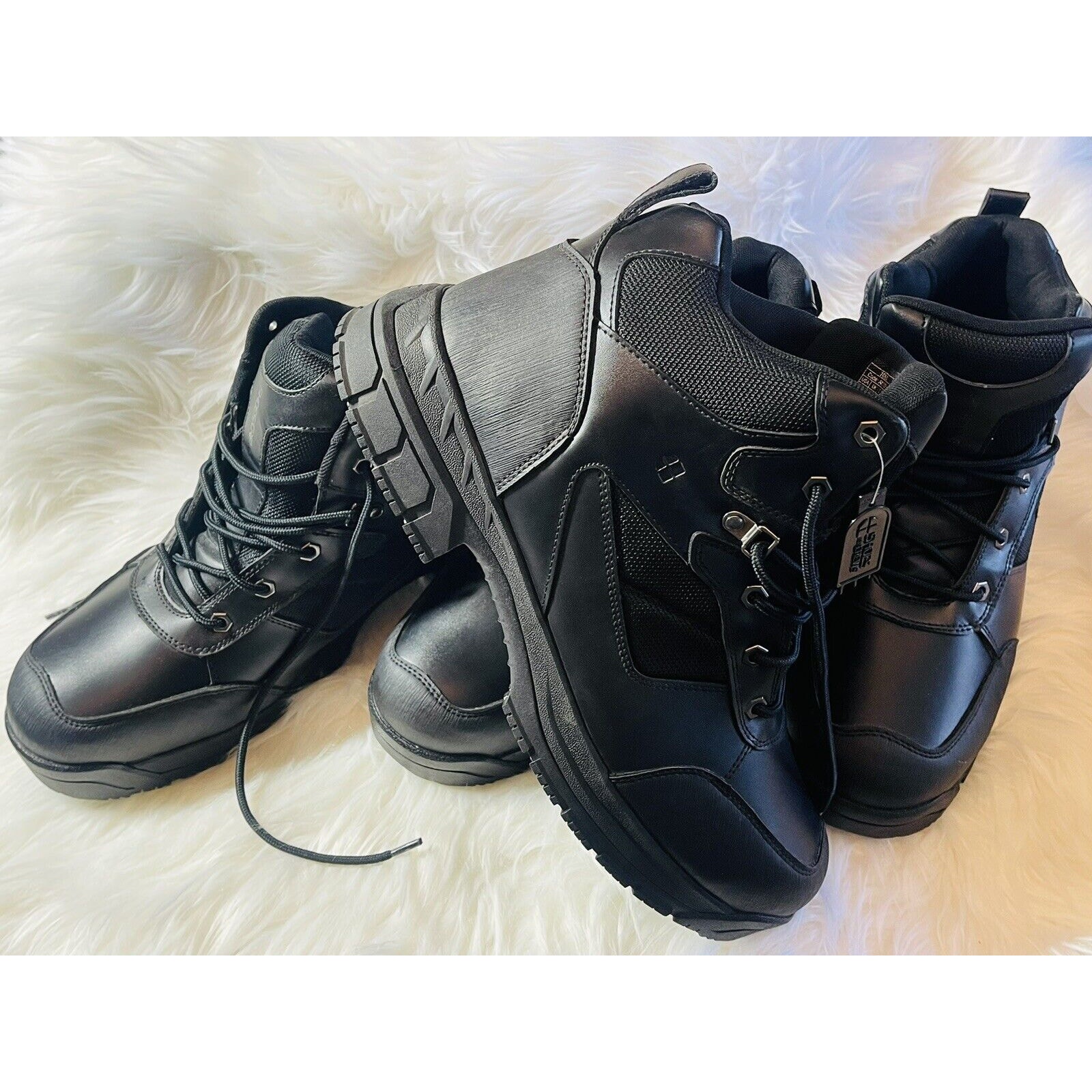 2 Pairs Men's Crews Voyager II Steel Toe Work Boots Slip & Oil Resistant Sze 14