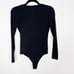 Everlane Womens Small Black The Long Sleeve V Neck Bodysuit Top Thong Bottom