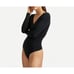 Everlane Womens Small Black The Long Sleeve V Neck Bodysuit Top Thong Bottom