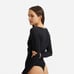Everlane Womens Small Black The Long Sleeve V Neck Bodysuit Top Thong Bottom