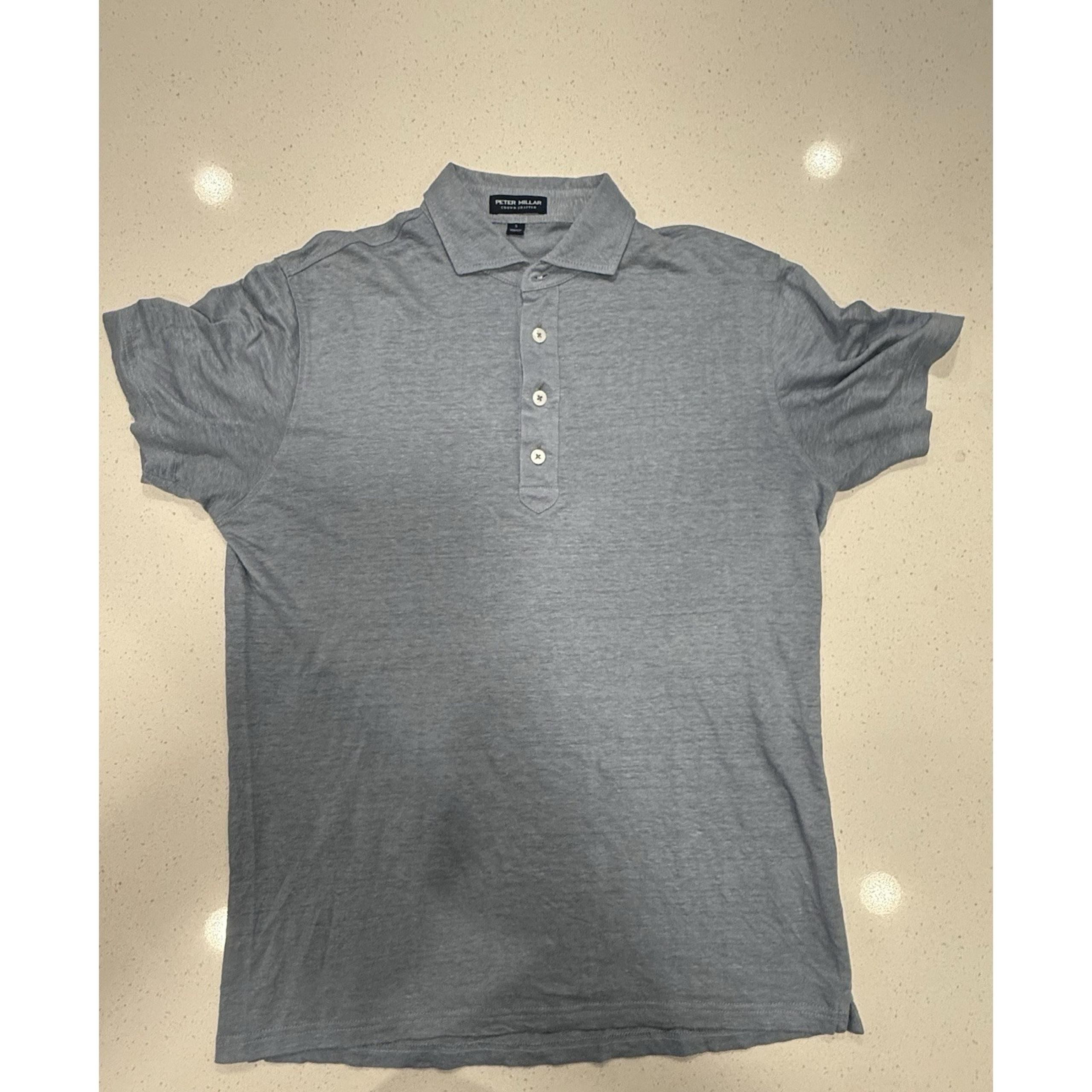Peter Millar Crown Crafted Linen Slate Blue Men's Small Short Sleeve