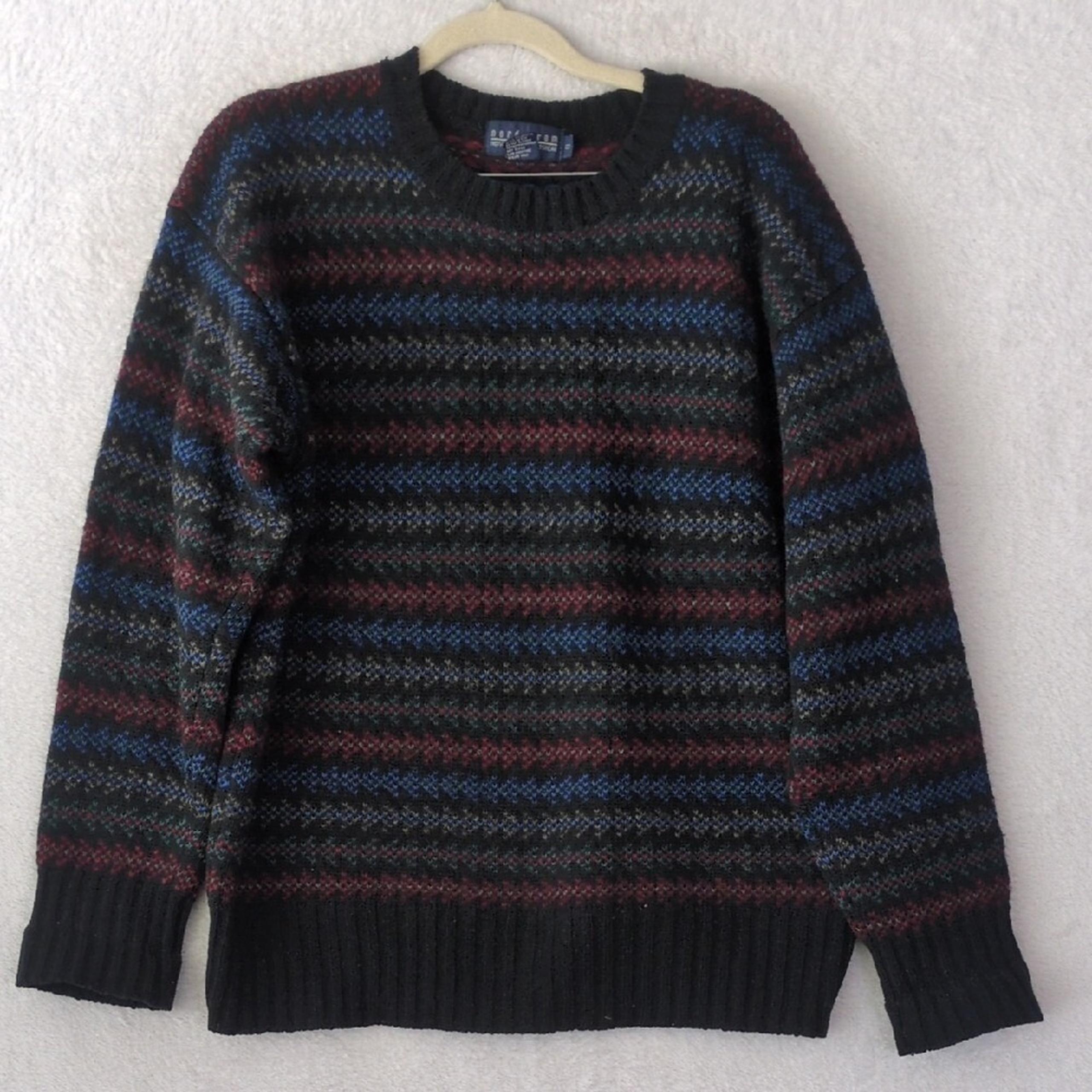 Nordstrom Vintage Men's 100% Wool Crewneck Striped Sweater Size S