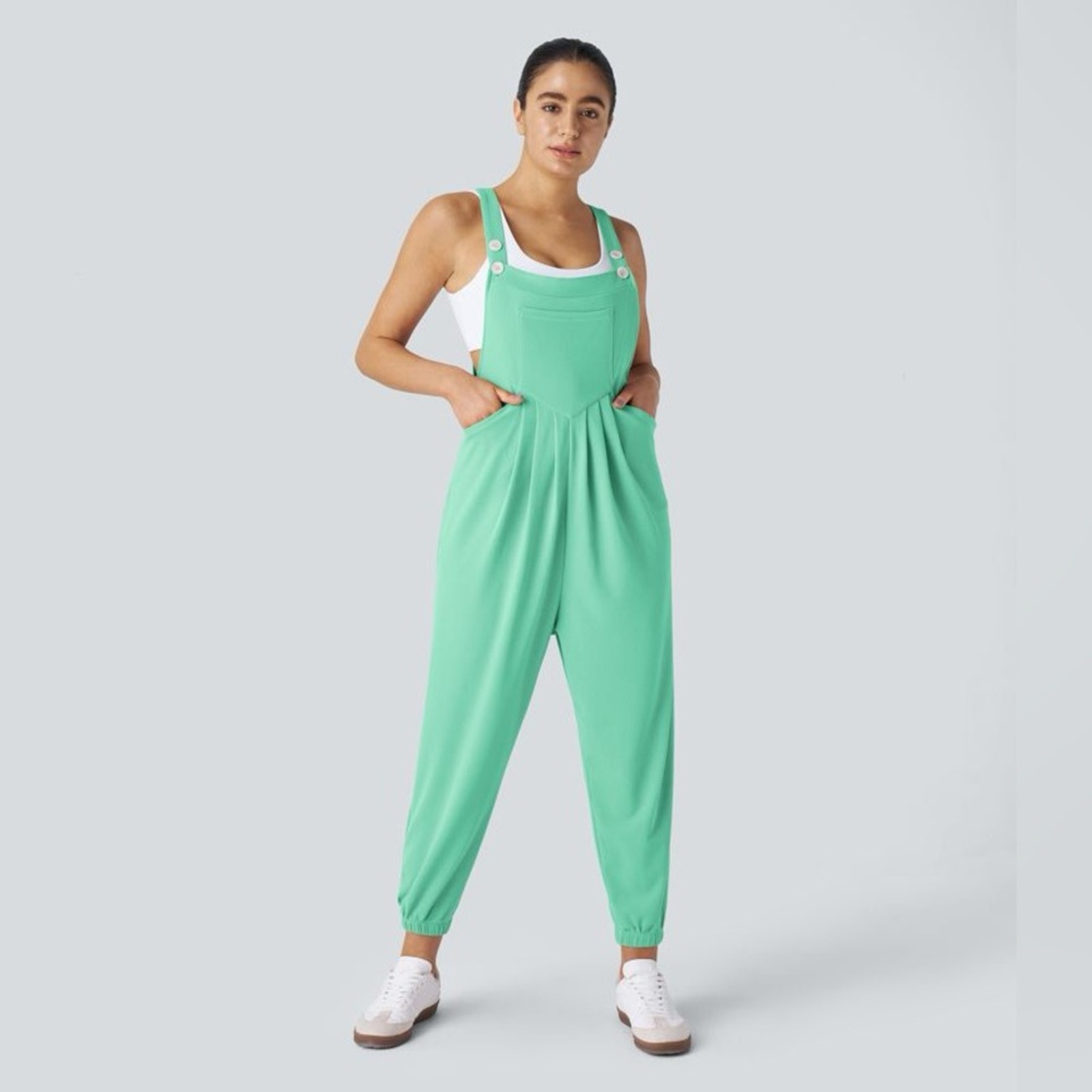 Halara Adjustable Strap Button Multiple Pockets Waffle Casual Jogger Overall XS