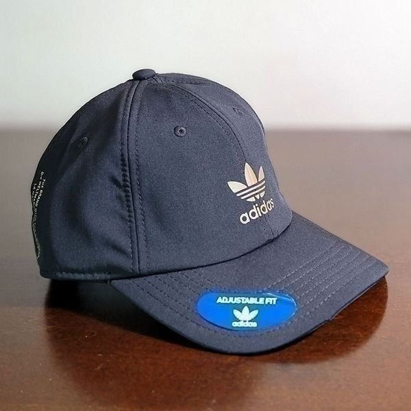 Adidas Originals Trefoil Logo Dad Hat Cap Nylon Quick Dry Black Gold Adjustable