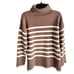 Line & Dot Turtleneck Sweater in Brown And Cream Stripe Size Small - NWT