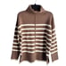 Line & Dot Turtleneck Sweater in Brown And Cream Stripe Size Small - NWT