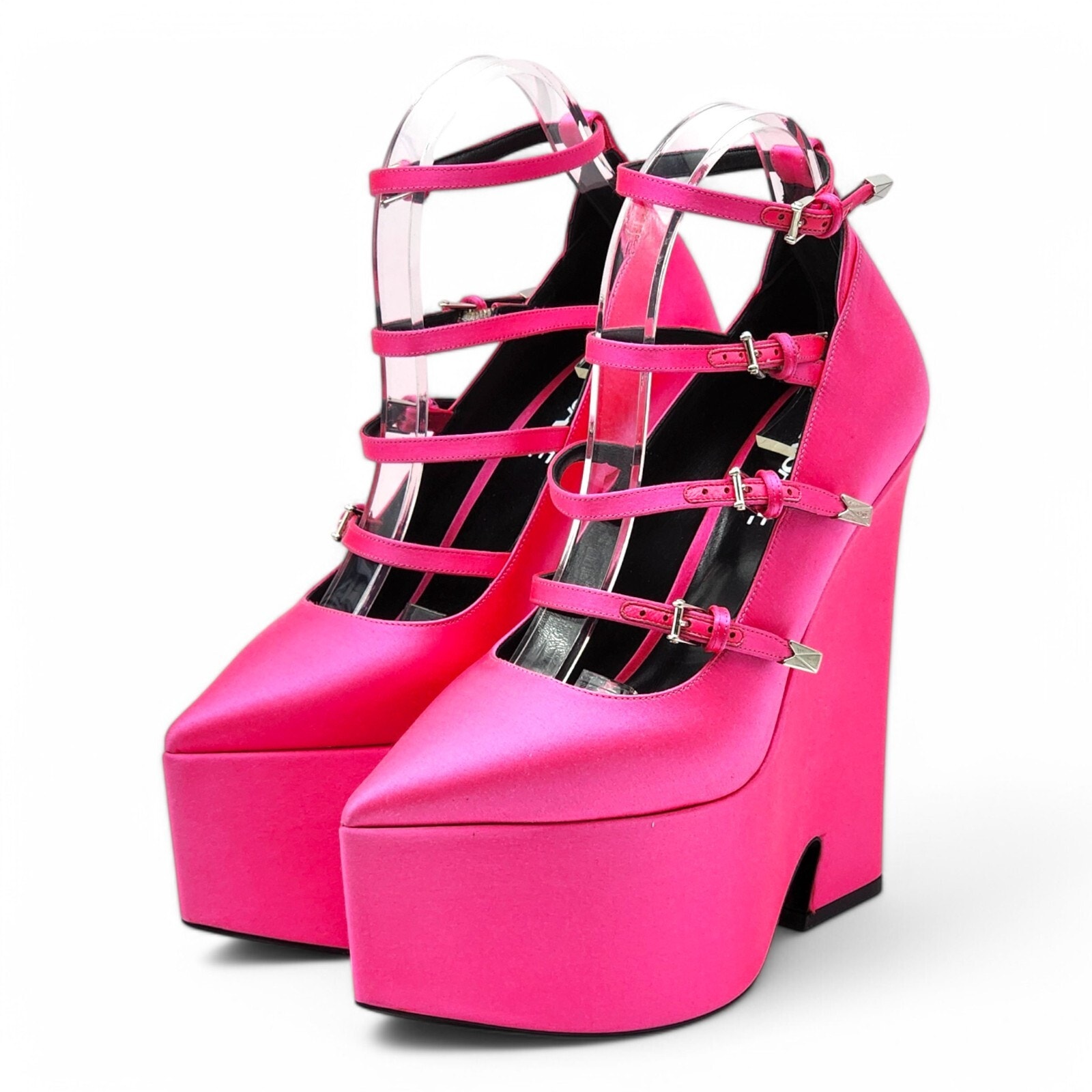 Versace Tempest Strappy Satin Platform Pumps in Pink EU 38 US 8 NWB 1445