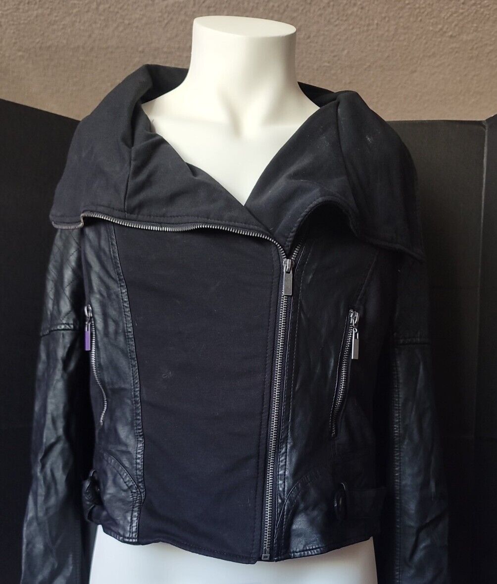 Guess Black Classic Faux Leather Biker Jacket Size XL, SEE DESCRIPTION