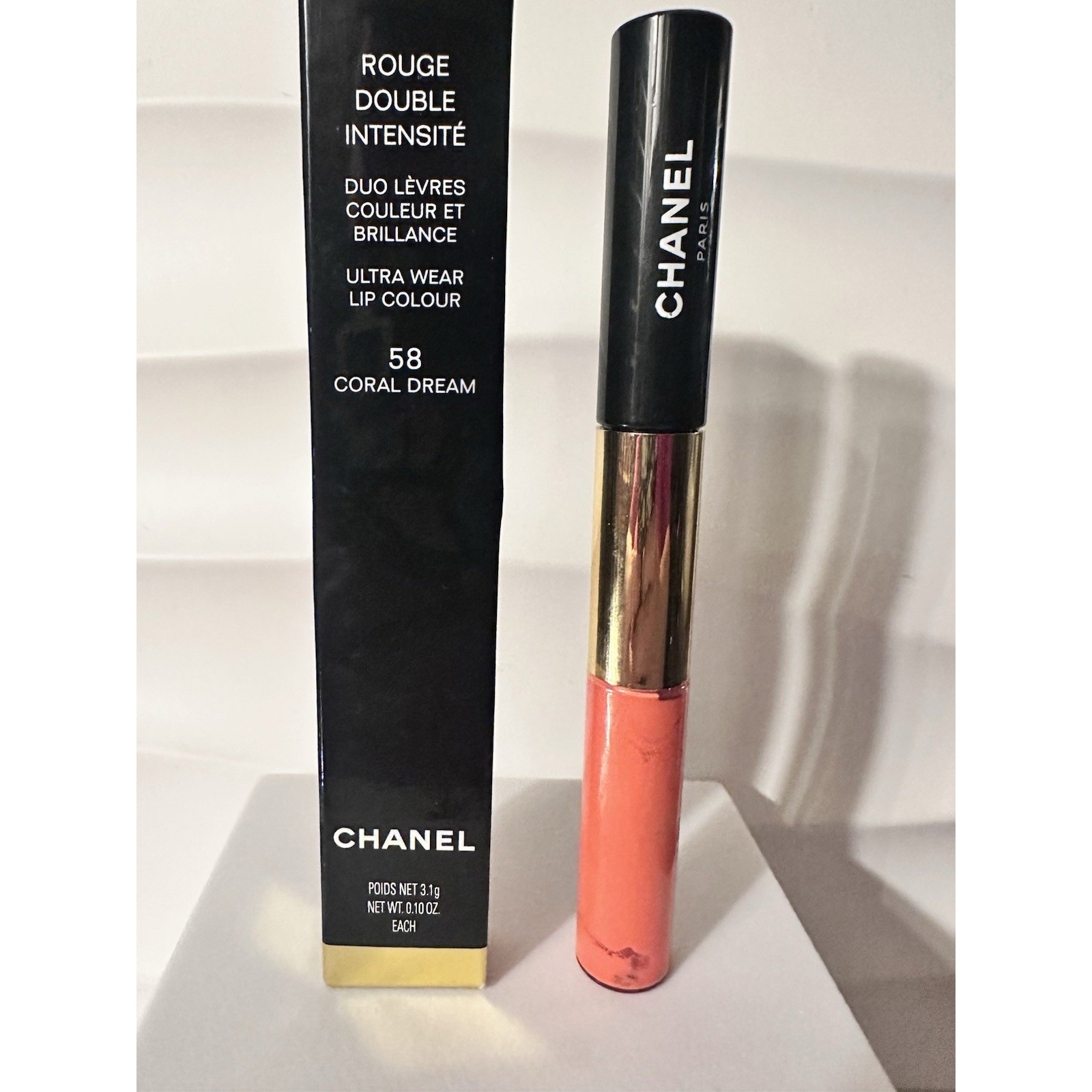 Chanel Rouge Double Intense Lip Color & Gloss Duo ~ 58 Coral Dream ~ New In Box