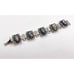 Vintage 1950s confetti lucite silver tone dark blue glitter book chain bracelet