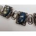 Vintage 1950s confetti lucite silver tone dark blue glitter book chain bracelet
