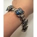 Vintage 1950s confetti lucite silver tone dark blue glitter book chain bracelet