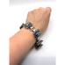 Vintage 1950s confetti lucite silver tone dark blue glitter book chain bracelet