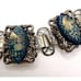 Vintage 1950s confetti lucite silver tone dark blue glitter book chain bracelet