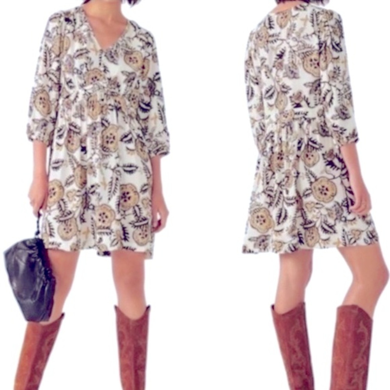 NEW ba&sh ecru printed Lady dress