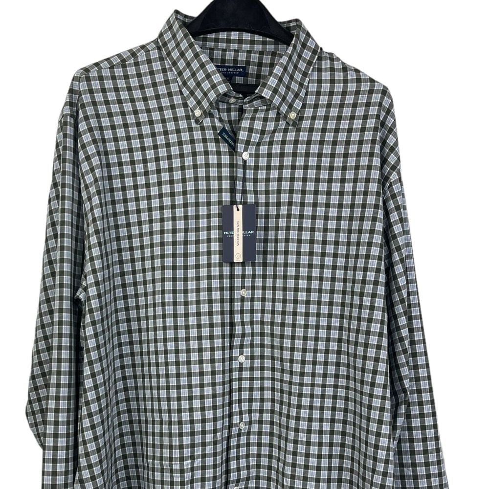 NEW Peter Millar CROWN CRAFTED XL Loden Sherwin Performance Poplin Sport Plaid