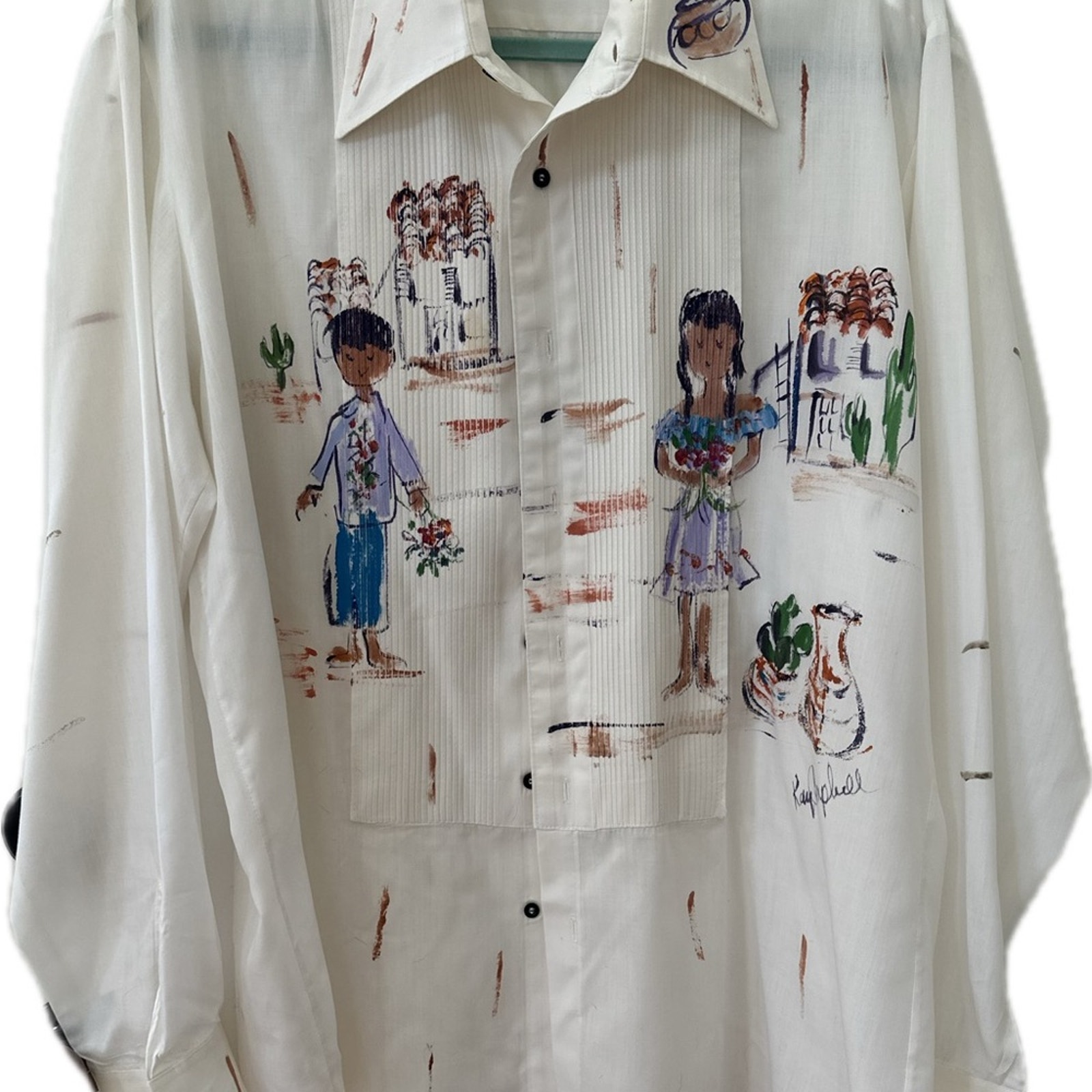 White Kay Campbell artists work on tuxedo Dress Shirt eclectic, oversized,artsy