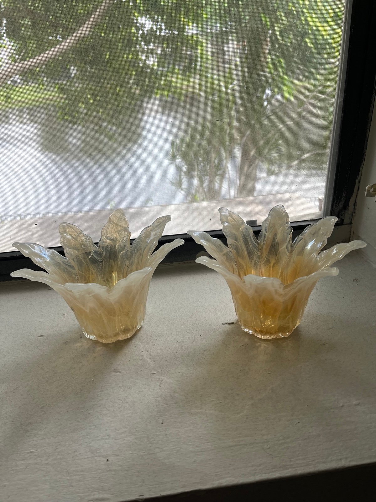Vintage Lavorazione Arte MURANO Candle Holder Set