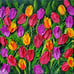SOLD Original Painting. Multi-Color Tulips. Textured Pallet Knife Art