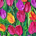 SOLD Original Painting. Multi-Color Tulips. Textured Pallet Knife Art