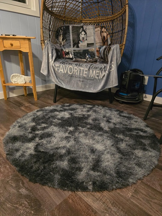 Tie-Dyed Dark Grey Round Rug Ultra-Soft Plush Modern 5x5 Circle Area Rug
