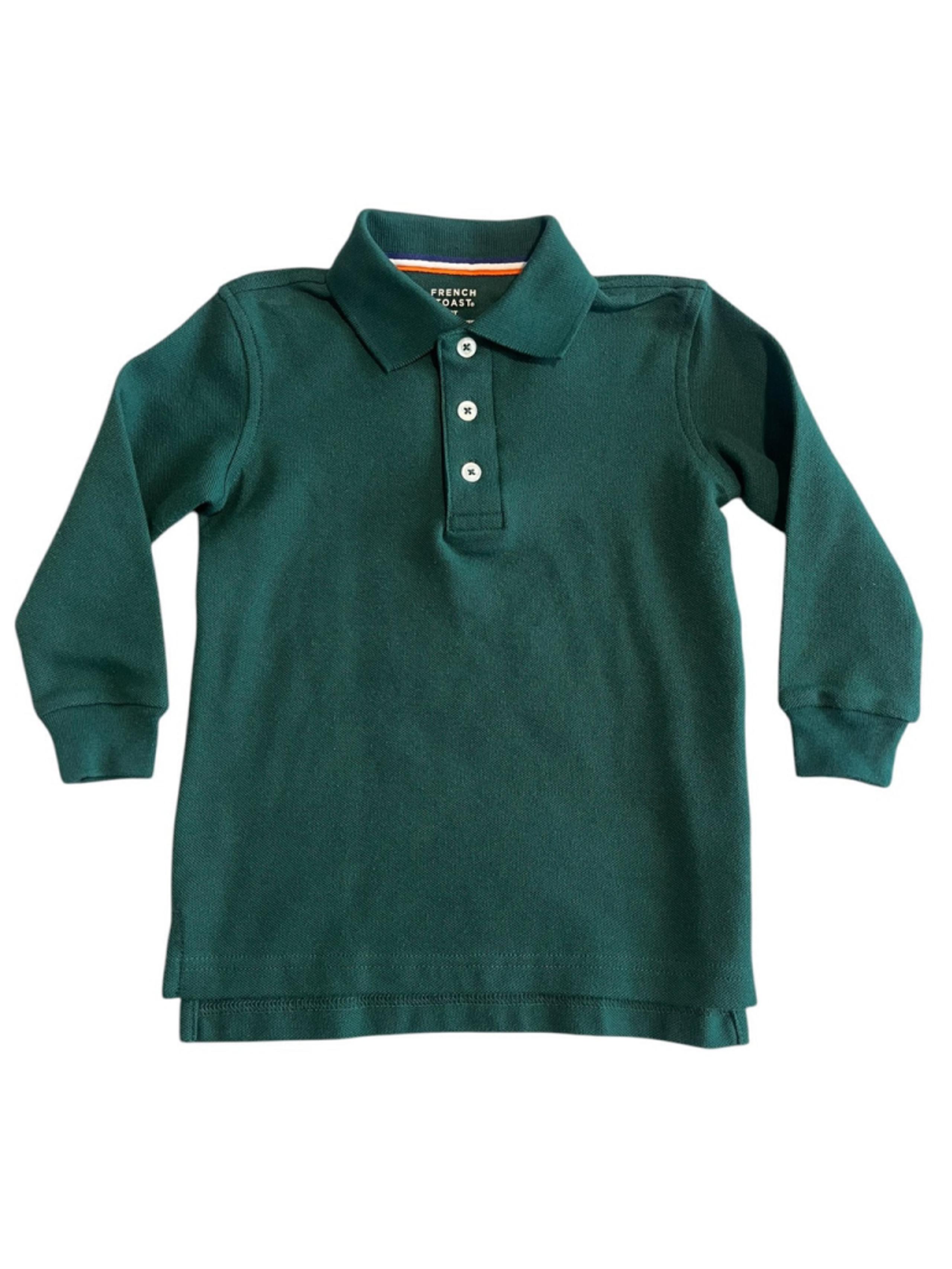 French Toast Polo Shirt Boys Size 3T Green Long Sleeve Uniform Casual Wear NWT