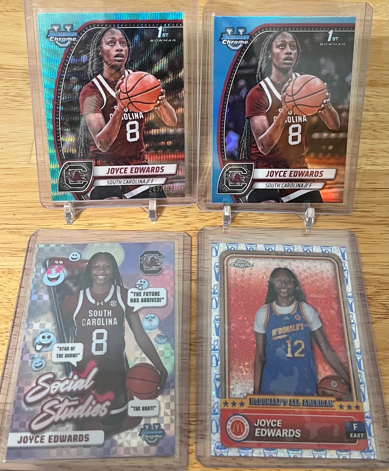 2024-25 BOWMAN U CHROME Joyce Edwards Aqua Wave Refractor 247/299 South Carolina