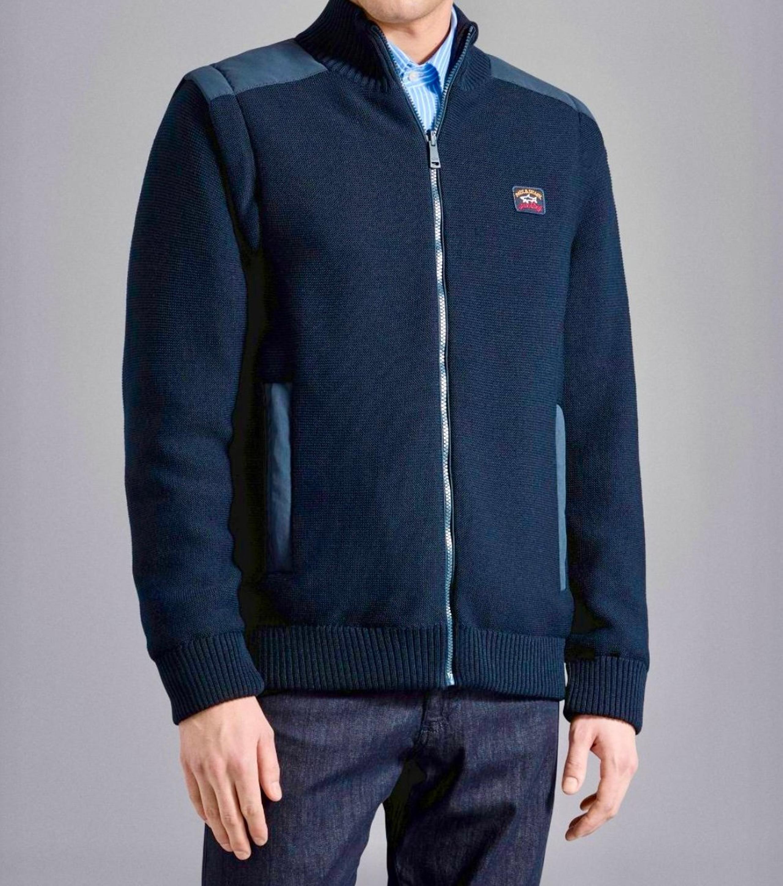 PAUL & SHARK Yachting MEN'S Black HEAVY WOOL KNIT REVERSIBLE JACKET Size XXL