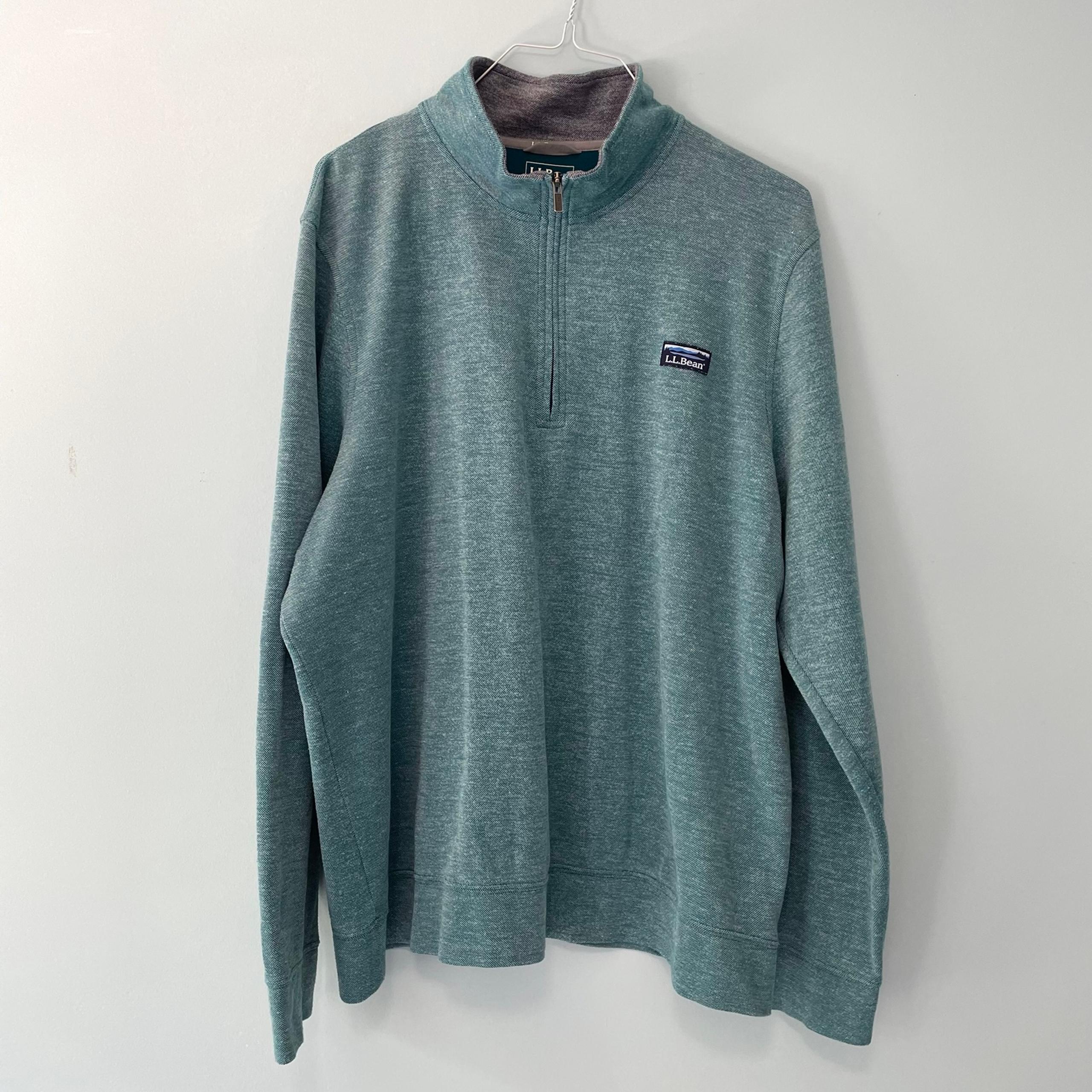 LL BEAN Men's Comfort Stretch Piqué Quarter Zip Pullover in Teal 513021