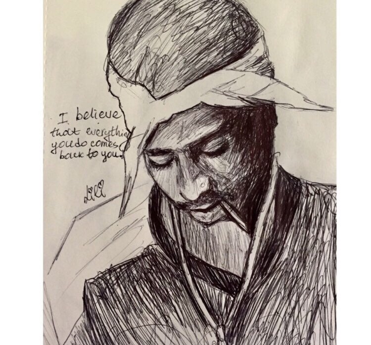 Sketch with 2Pac- Tupac Shakur on sketch