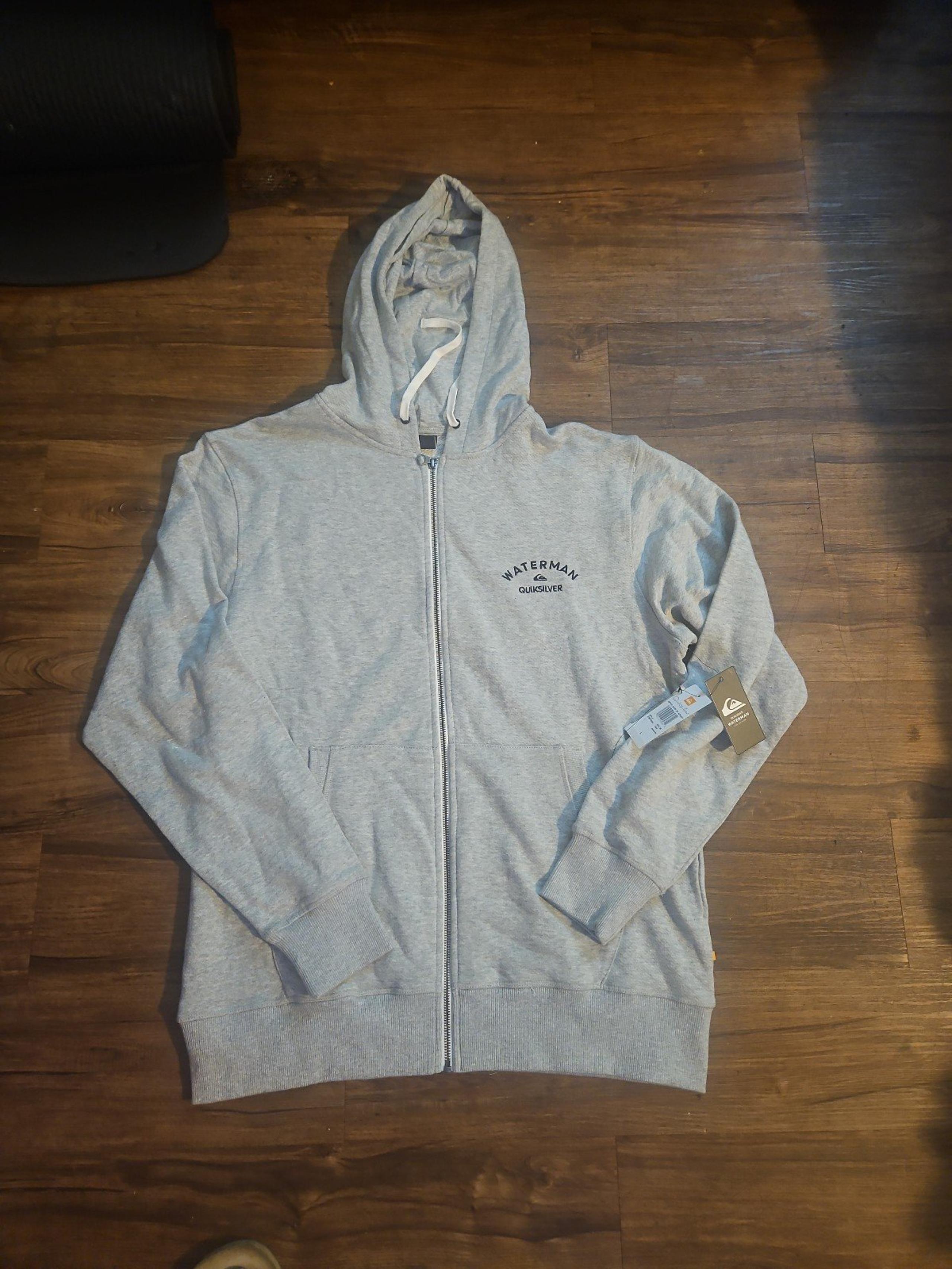 NWT Men's Large Quicksilver "After Surf Zip Hoody" Sweatshirt in a Heather Grey