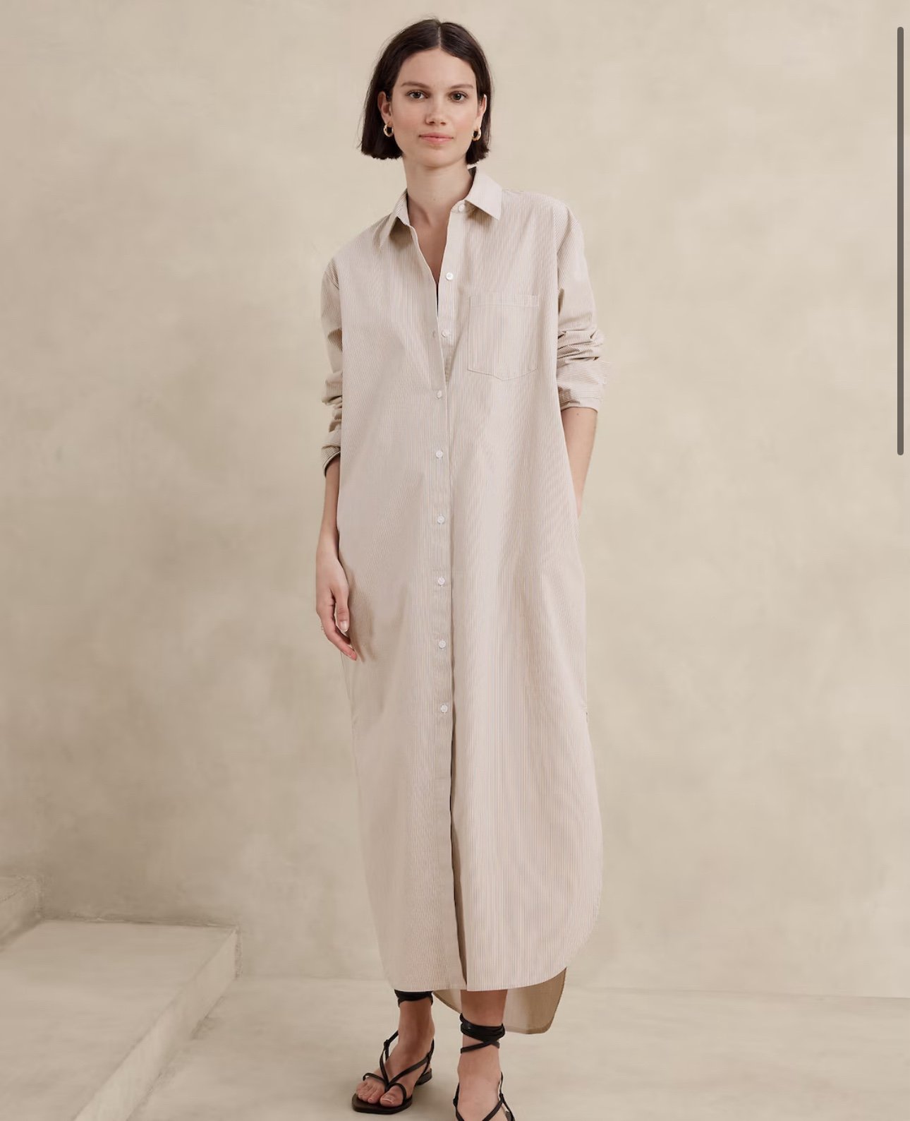 BNWT Neutral Stripe Banana Republic Maxi Shirt Dress - XXSP
