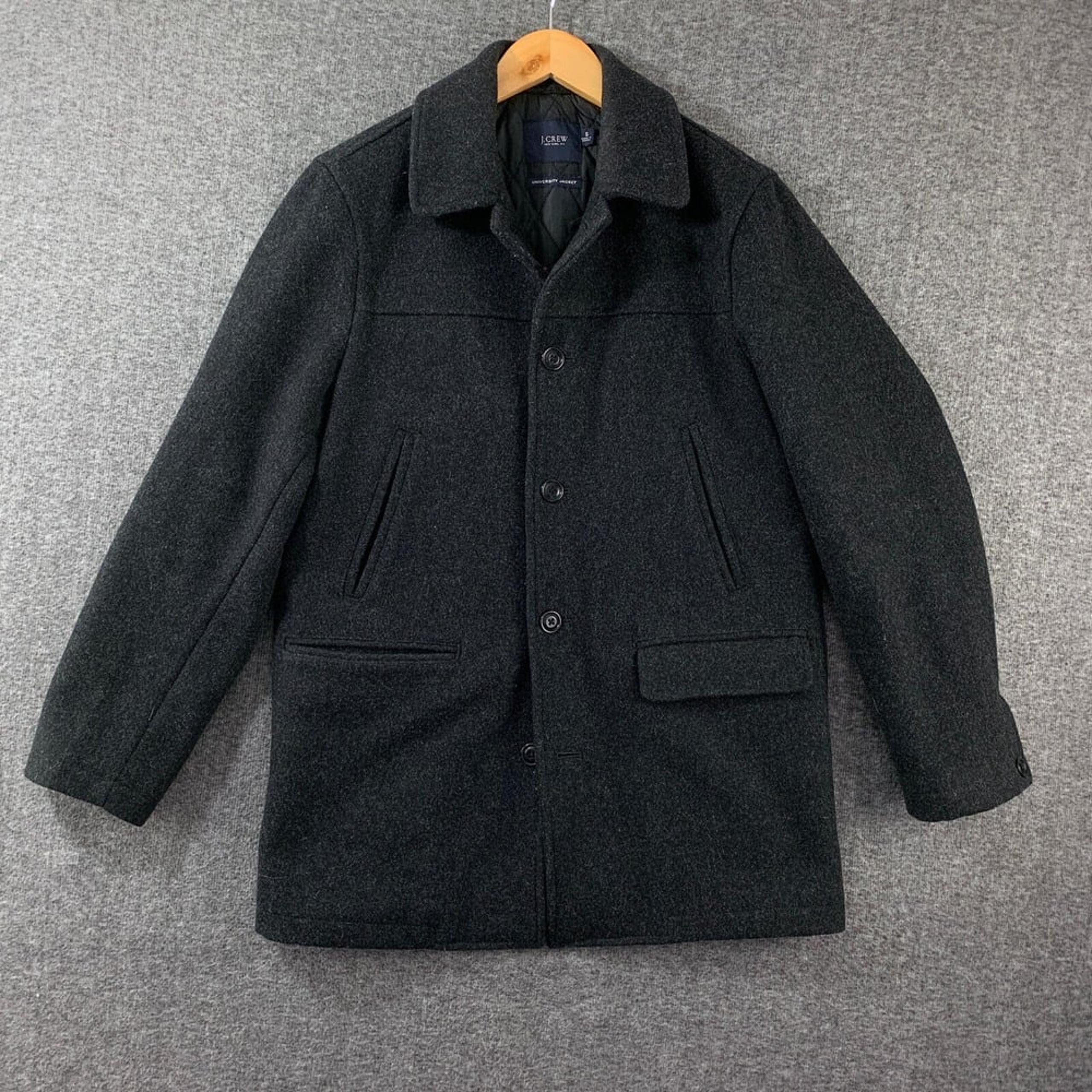 J Crew University Jacket Men Small Coat Wool Insulated Stadium Cloth Gray