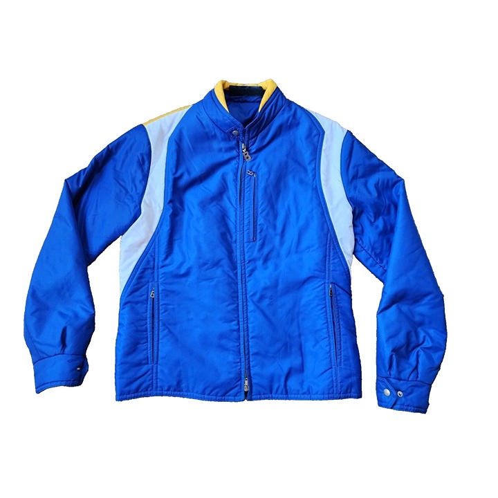Vintage Bogner Ski Jacket Measures Medium Blue White & Yellow Stripe