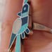Vtg.1960'S native sterling silver ROADRUNNER Inlaid turquoise/mop/onyx ring-sz6