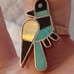Vtg.1960'S native sterling silver ROADRUNNER Inlaid turquoise/mop/onyx ring-sz6