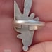 Vtg.1960'S native sterling silver ROADRUNNER Inlaid turquoise/mop/onyx ring-sz6