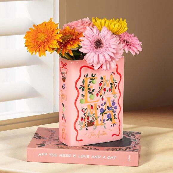 New Ceramic Book Vase, Modern Decorative Flower Vase for Home or Office Decor