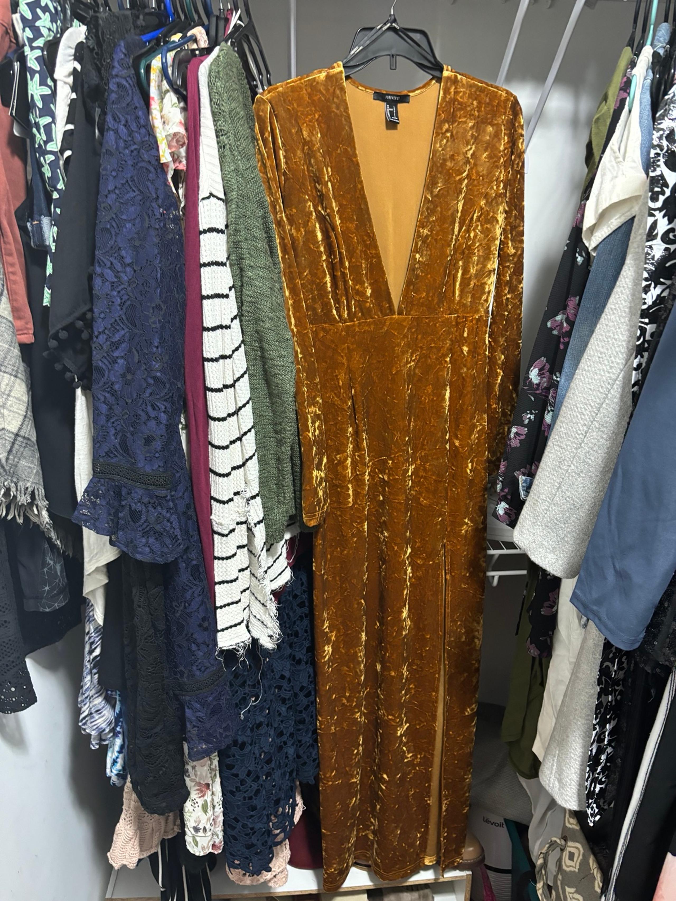 Velvet gold long dress
