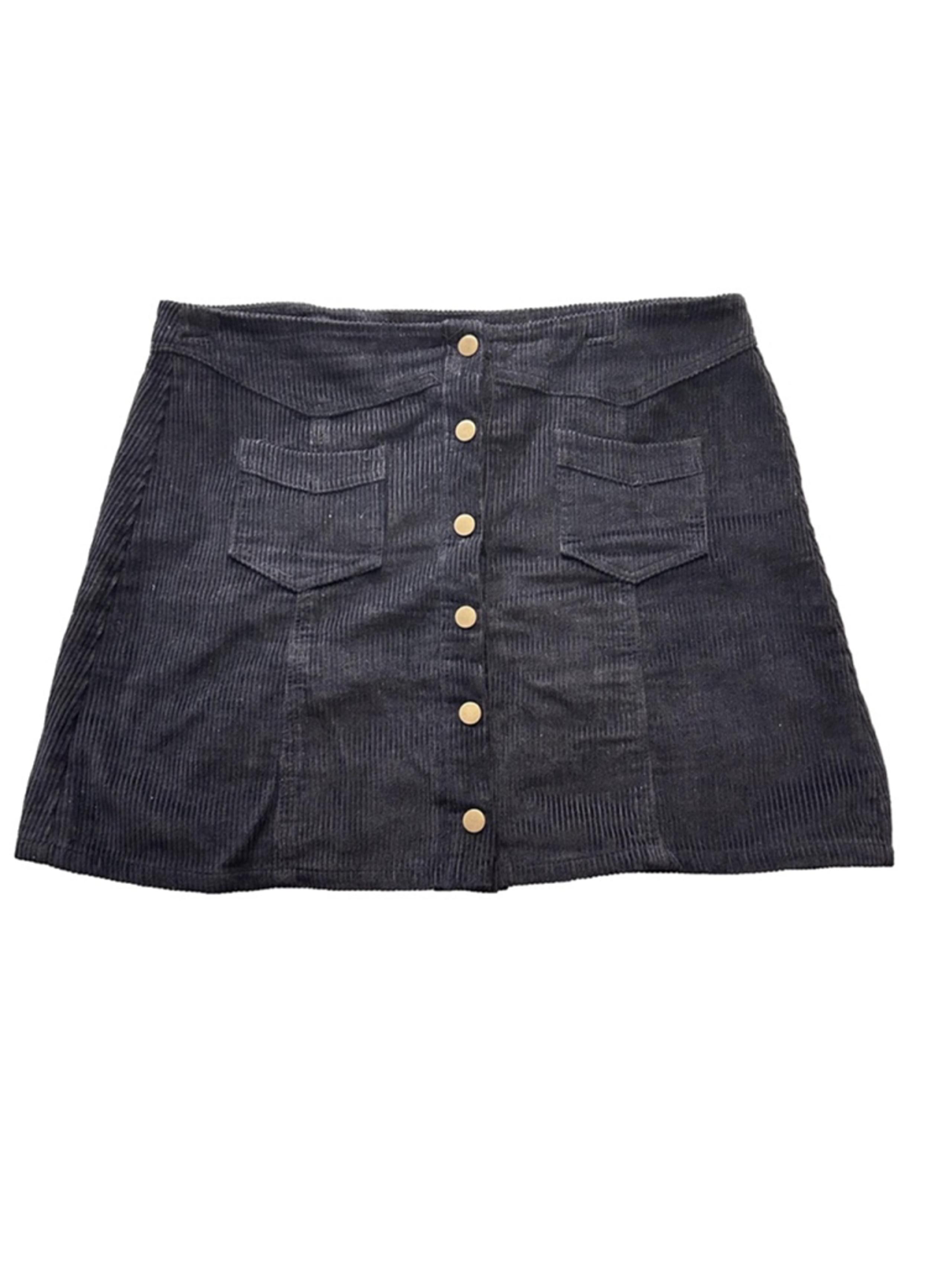 She and Sky Corduroy Mini Skirt Size L Black